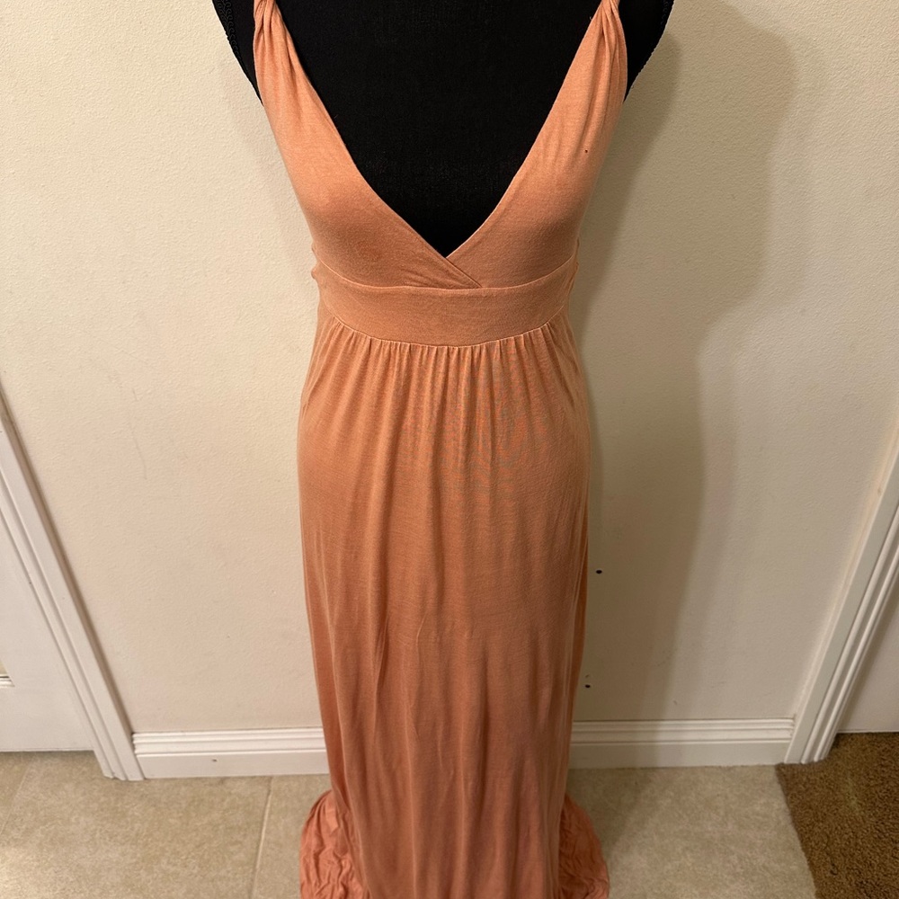 To the Max Peach Sleeveless Maxi Dress